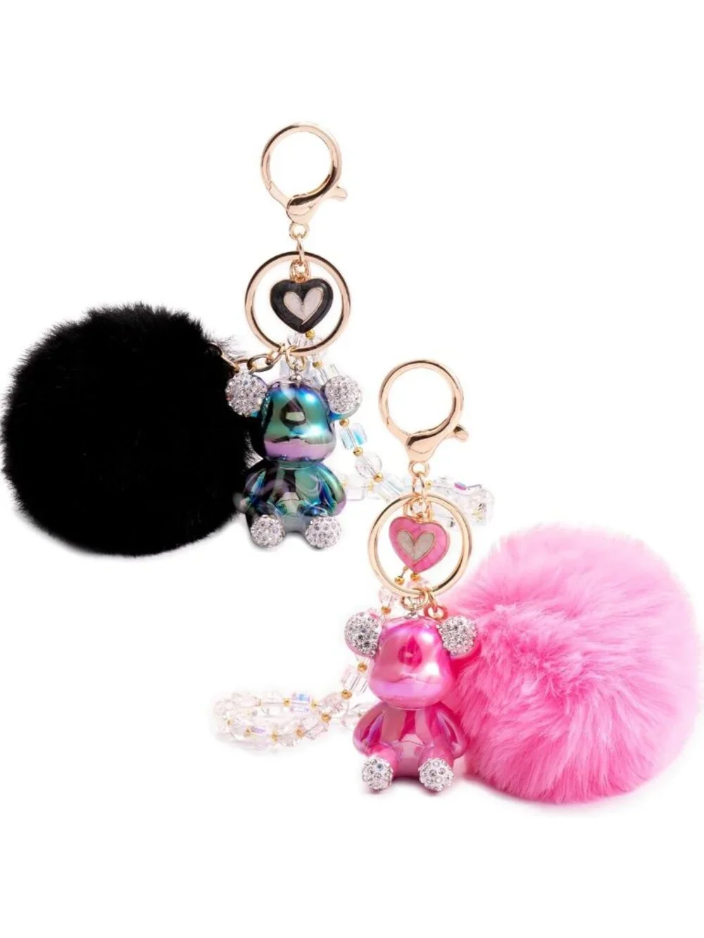 Cute Pink Pom Pom Keychain for Women | Adorable Car Accessories & Gifts